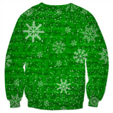 Green Snowflake Holiday Sweater | BigTexFunkadelic