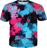 Pink and Blue Paint Splatter T-Shirt | BigTexFunkadelic