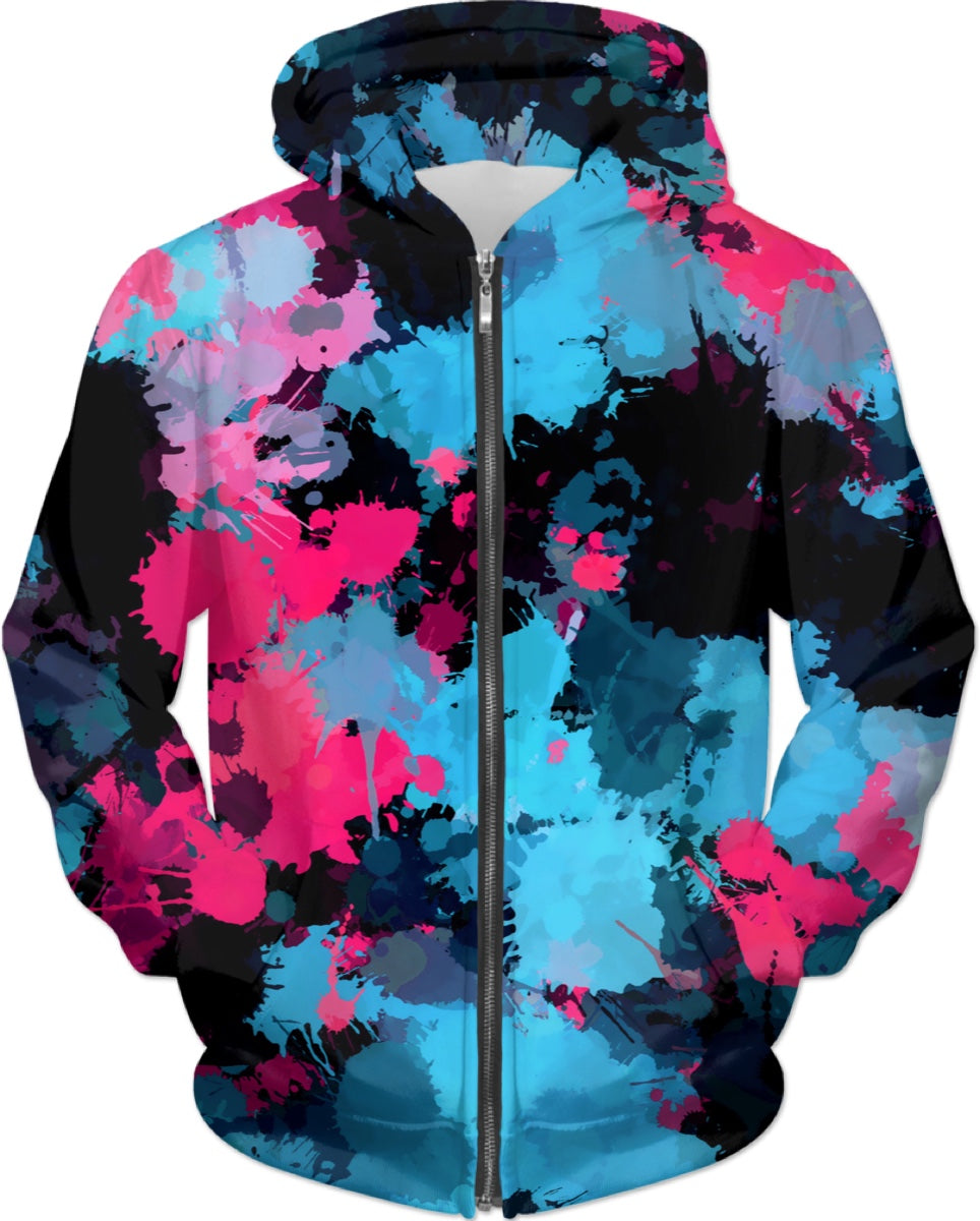 Pink and Blue Paint Splatter Hoodie – BigTexFunkadelic