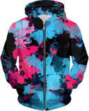 Pink and Blue Paint Splatter Hoodie | BigTexFunkadelic