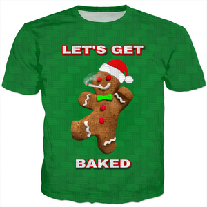 Let's Get Baked Gingerbread Man Christmas T-Shirt | BigTexFunkadelic