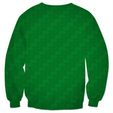 Back of Let's Get Baked Gingerbread Man Christmas Sweatshirt (Woven Green)