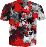 Red and Grey Paint Splatter T-Shirt | BigTexFunkadelic