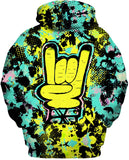 Rock On Hand Pop Art Zip-Up  Hoodie | BigTexFunkadelic