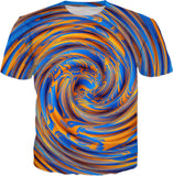 Blue and Orange Hypnotic Swirl T-Shirt | BigTexFunkadelic