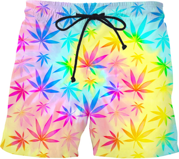 Rainbow Weed Tie-Dye Swim Shorts | BigTexFunkadelic