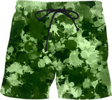 Green Paint Splatter Camo Swim Shorts | BigTexFunkadelic