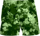 Green Paint Splatter Camo Swim Shorts | BigTexFunkadelic