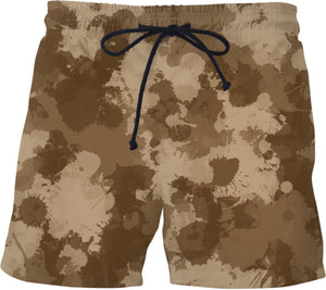 Desert Camo Paint Splatter Swim Shorts | BigTexFunkadelic