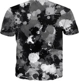 Black White and Grey Paint Splatter T-Shirt | BigTexFunkadelic