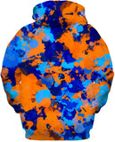Blue and Orange Paint Splatter Zip-Up Hoodie | BigTexFunkadelic