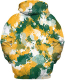 Green Yellow and White Paint Splatter Zip-Up Hoodie | BigTexFunkadelic