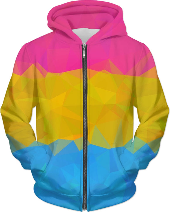 Geometric Pansexual Pride Zip-Up Hoodie | LGBTQ+ Pride | BigTexFunkadelic