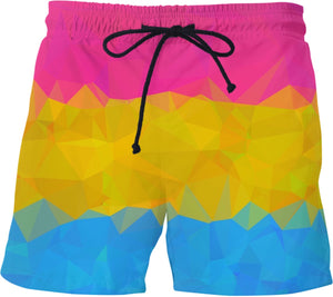 Geometric Pansexual Pride Swim Shorts | LGBTQ+ Pride | BigTexFunkadelic
