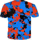 Red and Blue Blackout Paint Splatter T-Shirt | BigTexFunkadelic