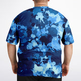 Blue Paint Splatter Camo Plus Size Big and Tall Unisex T-Shirt | BigTexFunkadelic