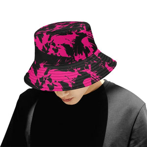 Pink and Black Paint Splatter Bucket Hat | BigTexFunkadelic