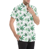 Weed Leaf Pattern Button Down Short Sleeve Shirt | BigTexFunkadelic