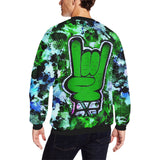 Rock On Alternative Green Men's Big & Tall Oversized Fleece Crewneck Sweatshirt | BigTexFunkadelic