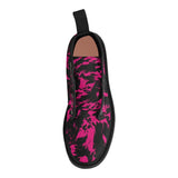 Pink and Black Paint Splatter Women's Martin Boots | BigTexFunkadelic