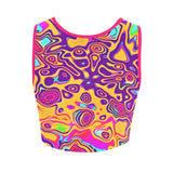 Retro Psychedelic Plasma Blast Fitted Rave Crop Top | BigTexFunkadelic