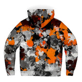 Orange and Grey Paint Splatter Sherpa Hoodie | BigTexFunkadelic