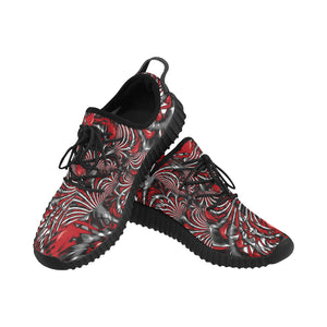 Crimson Burst Fractal Men's Breathable Woven Running Shoes | BigTexFunkadelic