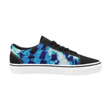 Blue Acid Wash Tie-Dye Men's Low Top Skateboarding Shoes