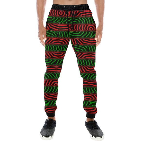 Christmas Conspiracy Stripe Men's All Over Print Jogger Sweatpants | BigTexFunkadelic