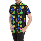 Smiley Face Short Sleeve Button Up Shirt | BigTexFunkadelic