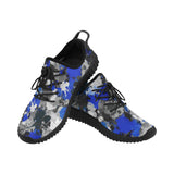 Blue and Grey Paint Splatter Graffiti Men's Breathable Woven Running Shoes | BigTexFunkadelic