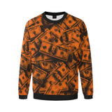 Orange Grunge Money Men's Big & Tall Oversized Fleece Crewneck Sweatshirt | BigTexFunkadelic