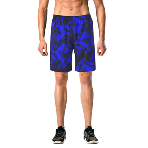 Blue and Black Abstract Casual Shorts | BigTexFunkadelic