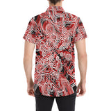 Red Psychedelic Short Sleeve Button Up