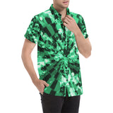 Green Tie-Dye Short Sleeve Button Up Shirt | BigTexFunkadelic