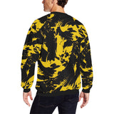 Black and Yellow Graffiti Splatter Men's Big & Tall Oversized Fleece Crewneck Sweatshirt | BigTexFunkadelic