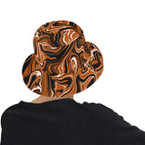 Burnt Orange, Black and White Abstract Melt Bucket Hat | BigTexFunkadelic