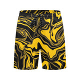 Black and Yellow Abstract Melt Swim Shorts | BigTexFunkadelic