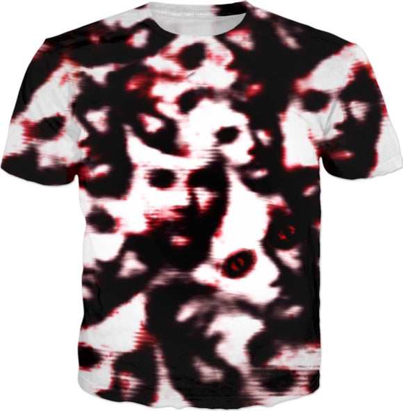 Call The Exorcist Creepy Faces All Over Print T-Shirt | Halloween | BigTexFunkadelic