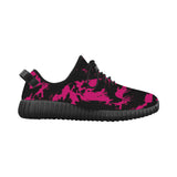 Pink and Black Paint Splatter Men's Breathable Woven Running Shoes | BigTexFunkadelic