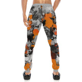 Orange and Grey Paint Splatter Men's All Over Print Jogger Sweatpants | BigTexFunkadelic