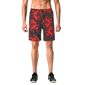 Red and Black Abstract Casual Shorts | BigTexFunkadelic