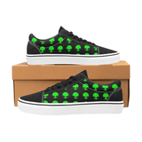Green Alien Head Men's Low Top Skateboarding Shoes | BigTexFunkadelic