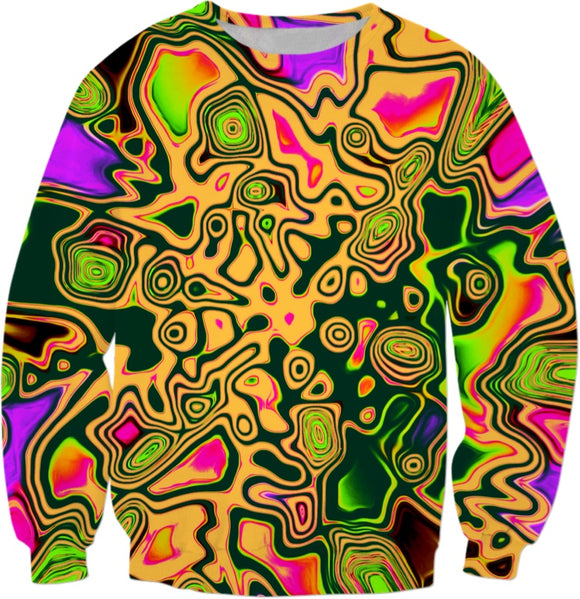 Orange 90s Color Splash Psychedelic Sweatshirt | BigTexFunkadelic