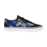 Blue and Grey Paint Splatter Men's Low Top Skateboarding Shoes | BigTexFunkadelic