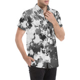 Black and White Paint Splatter Short Sleeve Button Up Shirt | BigTexFunkadelic