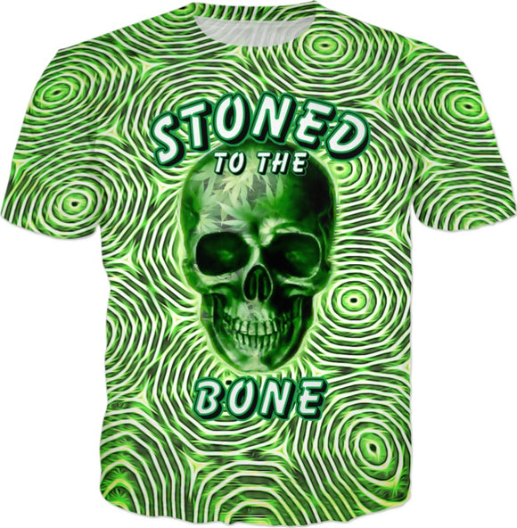 Stoned To The Bone Psychedelic 420 Weed All Over Print Stoner T-Shirt | BigTexFunkadelic.