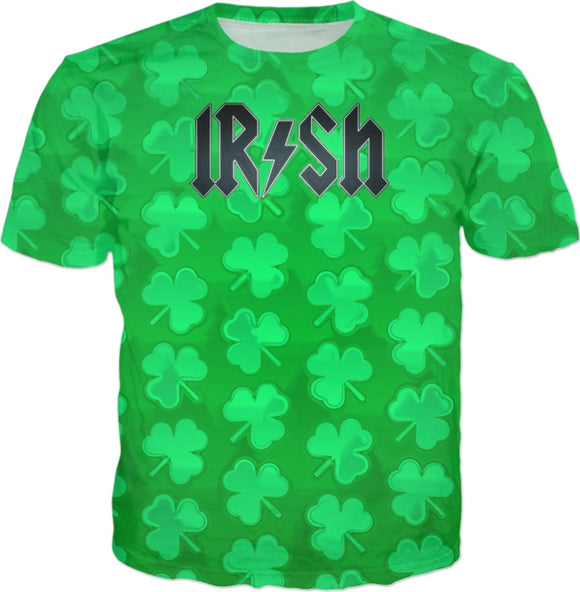 St. Patrick's Day Irish Clover AC/DC Logo Parody T-Shirt - BigTexFunkadelic
