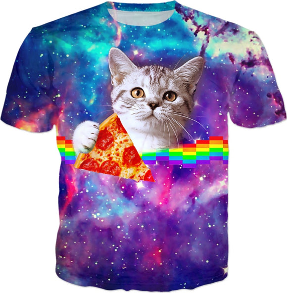 Cat Bone Design Pizza Girls T-Shirt