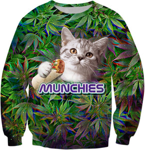 Burrito Cat Munchies Sweatshirt For Stoners - BigTexFunkadelic